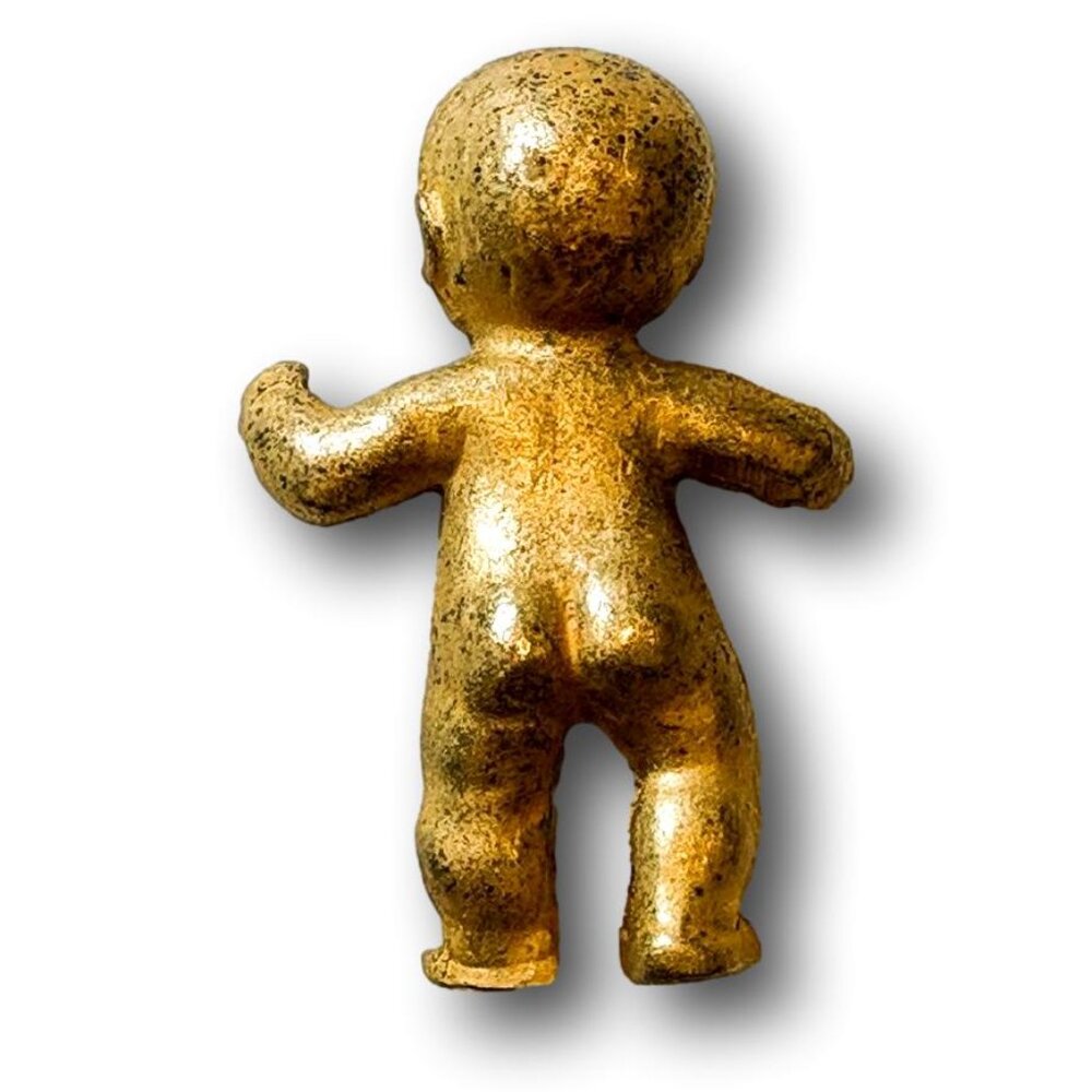 Vintage Allison Mager Gold Tone Baby Brooch Unique Statement Costume Jewelry